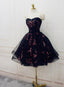 Charming Black Cute Floral Prom Dress, Black Prom Dress, Homecoming Dresses
