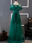 Charming Dark Green Long A Line Prom Dress , Bridesmaid Dresses