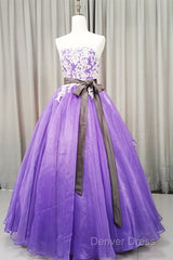 Charming Handmade Organza Purple Sweet 16 Gown, Party Dresses
