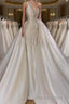 Charming One Shoulder Satin Mermaid Bridal Gown Pearls Beading Prom Gown