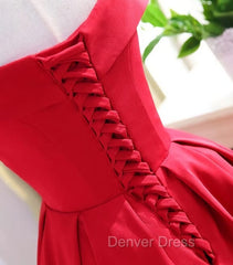 Charming Satin Red Off The Shoulder Homecoming Dresses, Party Dresses