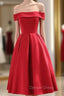 Charming Satin Red Off The Shoulder Homecoming Dress, Prom Dresses