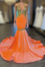 Charming Sleeveless Halter Backless Mermaid Prom Dresses With Gold Beading