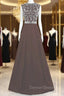 Cheap A Line Chiffon Backless Cap Sleeve Prom Dresses With Beading