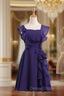 Cheap bridesmaid Dress Square Neck Short Bridesmaid Dress Purple Chiffon Dresses