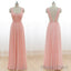Cheap Junior Long Chiffon Pink Off Shoulder Sweet Heart Open Back Bridesmaid Dresses