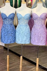 Cheap Lace Mini Homecoming Dress Bodycon Appliques Strapless