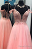Cheap Pink Tulle Lace Prom Dresses Custom Made Prom Gown