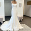 Cheap Satin Square Neck Wedding Dresses Mermaid Straps Bridal Gown Buttons