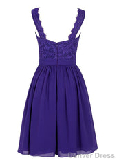 Cheap V Neck Lace Dress Bridesmaids Dress Short Prom Dress