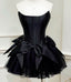 Chic A Line Black Strapless Short Homecoming Dress Satin Prom Dresses