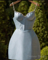 Chic A-Line Blue Sequin Homecoming Dress 18Th Birthday Outfits