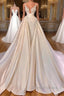 Chic A Line Cathedral Sleeveless V Neck Long Wedding Dresses
