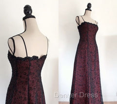 Chic A Line Spaghetti Straps Burgundy Tulle Evening Dresses Long Prom Dresses