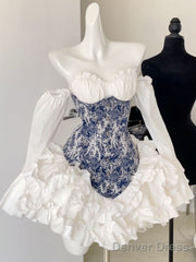 Chic A Line White Long Sleeves Homecoming Dress 16Th Birthday Outfits