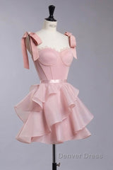 Chic Ball Gown Pink Organza Homecoming Dresses 16Th Birthday Outfits