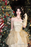 Chic Ball Gowns Strapless Champagne Prom Dress Birthday Dresses Birthday Outfits