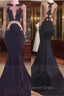 Chic Black Long Sleeve Lace Mermaid Zipper Prom Gown