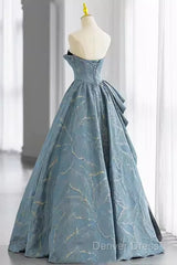 Chic Blue Strapless Long Prom Dresses Fairy Evening Dresses