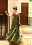 Chic Green Straps Sweetheart Long Prom Dress, Green Prom Dress