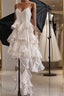 Chic High Low Spaghetti Straps Prom Dress Birthday Dresses With Ruffles