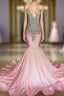 Chic High neck Sleeveless Mermaid Prom Dresses With Beading