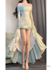 Chic Mermaid Off The Shoulder Mint Green Ankle Length Birthday Dresses Birthday Outfits