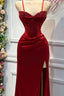 Chic Mermaid Spaghetti StrapsSatin Long Prom Dress With Beading Wedding Guest Dresses