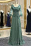 Chic Plus Size Green Mother Of The Bride Dress A Line V Neck Chiffon Lace Wedding Prom Dresses