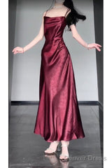 Chic Sheath Spaghetti Straps Christmas Dress Burgundy Prom Dresses Birthday Outfits