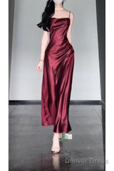 Chic Sheath Spaghetti Straps Christmas Dress Burgundy Prom Dresses Birthday Outfits