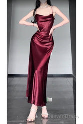 Chic Sheath Spaghetti Straps Christmas Dress Burgundy Prom Dresses Birthday Outfits