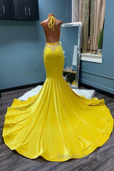 Chic Sleeveless Halter Backless Mermaid Prom Dresses