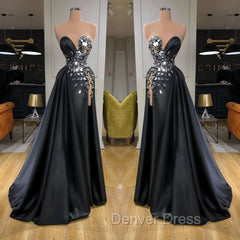 Chic Sweetheart Crystal Long Prom Dresses With Split Online