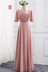 Chiffion Halter Pink Mismatched Bridesmaid Dress