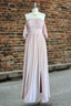 Chiffon Bridesmaid Dress Long Off Shoulder Prom Gown Ruffle Wedding Guest Dresses with Slit