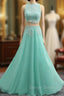 Chiffon Lace Two Pieces Long Prom Gowns Prom Dresses Prom Gowns