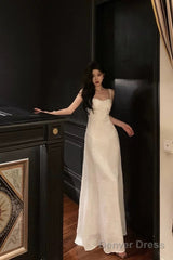 Classy A Line Spaghetti Straps Sleeveless White Lace Prom Dresses Birthday Outfits