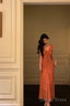 Classy A Line V Neckline Orange Chiffon Long Prom Dresses Birthday Outfits Prom Gowns