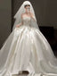 Classy Ball Gown Strapless Neckline Long Sleeves Sequin White Wedding Dresses Brides Dress
