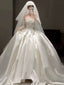 Classy Ball Gowns Strapless Neckline Long Sleeves Sequin White Wedding Dress Brides Dresses