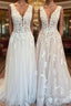 Classy Long A Line Sweetheart Appliques Lace Open Back Wedding Dresses