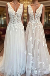 Classy Long A-Line Sweetheart Appliques Lace Open Back Wedding Dresses