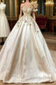 Classy Long A Line Sweetheart Crystal Satin Ruffles Wedding Dresses