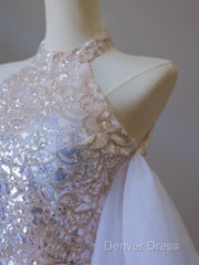 Classy Mermaid High Neckline Sequin Ruffles Long Evening Dresses Prom Dresses