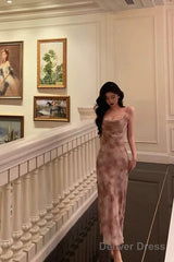 Classy Mermaid Spaghetti Straps Floral Prom Dresses Birthday Outfits Evening Gown