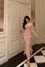 Classy Mermaid Spaghetti Straps Pink Prom Dresses Birthday Outfits Prom Gowns
