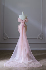 Classy Mermaid Strapless Pink Sequin Long Evening Dresses Prom Dresses