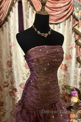 Classy Mermaid Strapless Ruffles Long Evening Dresses Prom Dresses