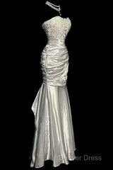 Classy Mermaid Sweetheart Lace Ivory Long Evening Gowns Prom Dresses